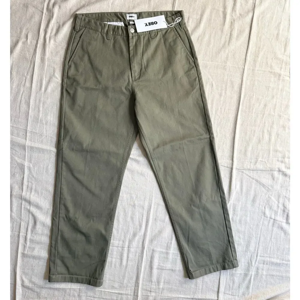 Obey Pants Men's 34X31 Olive Green Chinos Andre the Giant Shepard Fairey New